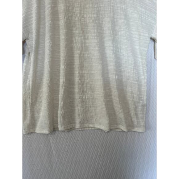 Cable & Gauge Cream Blouse Short Flutter Sleeve Textured Crew Neck Top Size L - Picture 3 of 9
